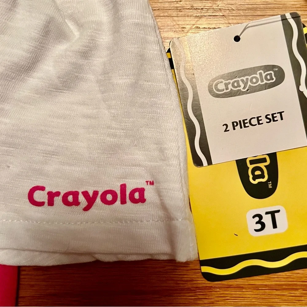 Crayola 2-Piece Outfit Toddler 3T Pink & Stars Long Sleeve Top & Leggings - NWT